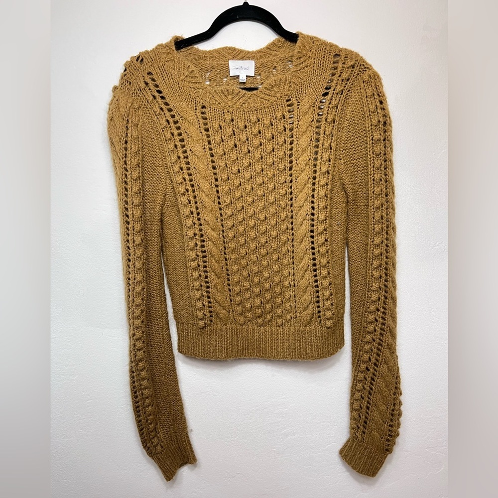 Wilfred Aritzia Mohair Alpaca Wool Blend Mock Neck Knit Sweater